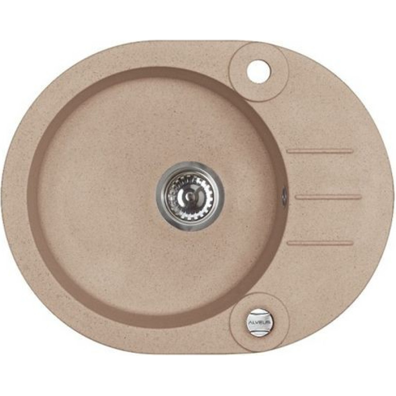 Alveus Granite Sink ROLL40-55 + siphon + drain, sand color.