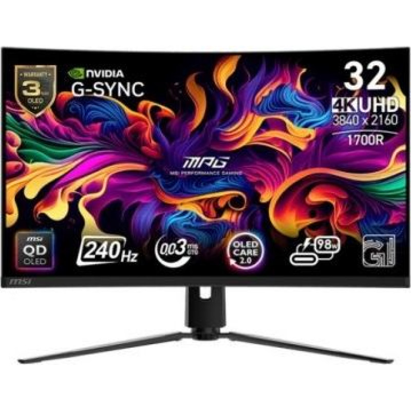 MSI Monitor MPG 321CURX QD-OLED/31.5 inches/LED/UHD/Curv/240/Black