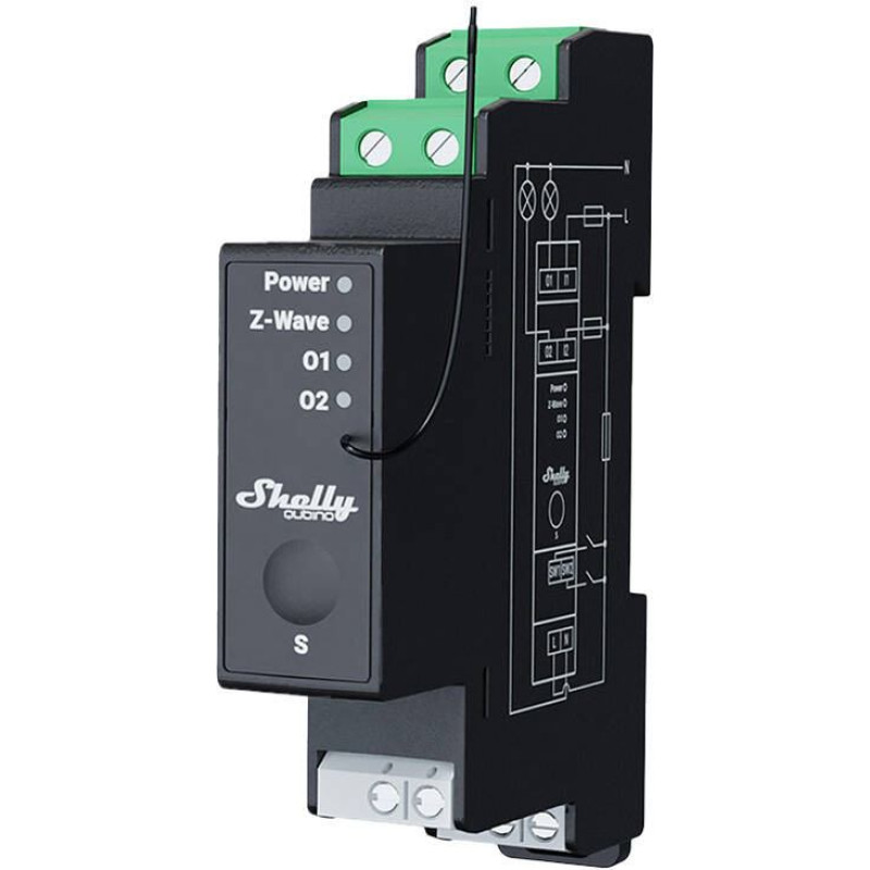 Shelly Qubino Pro 2PM DIN rail Relay, 2-channel, Z-Wave (Power measurement)