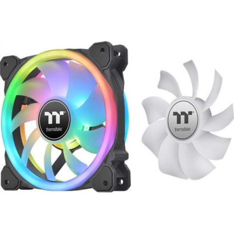 Thermaltake SwaFan 12 RGB fan + controller + replacement blades (reverse), black