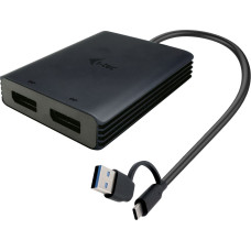 I-Tec CADUAL4KDP video kabeļu aksesuārs 0,27 m USB Type-A/USB Type-C 2 x DisplayPort Melns