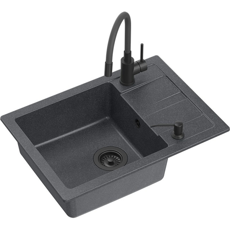 Quadron Plautuvė su maišytuvu ir dozatoriumi Quadron READY SMART VERY BLACK, TQ6244RSBLM