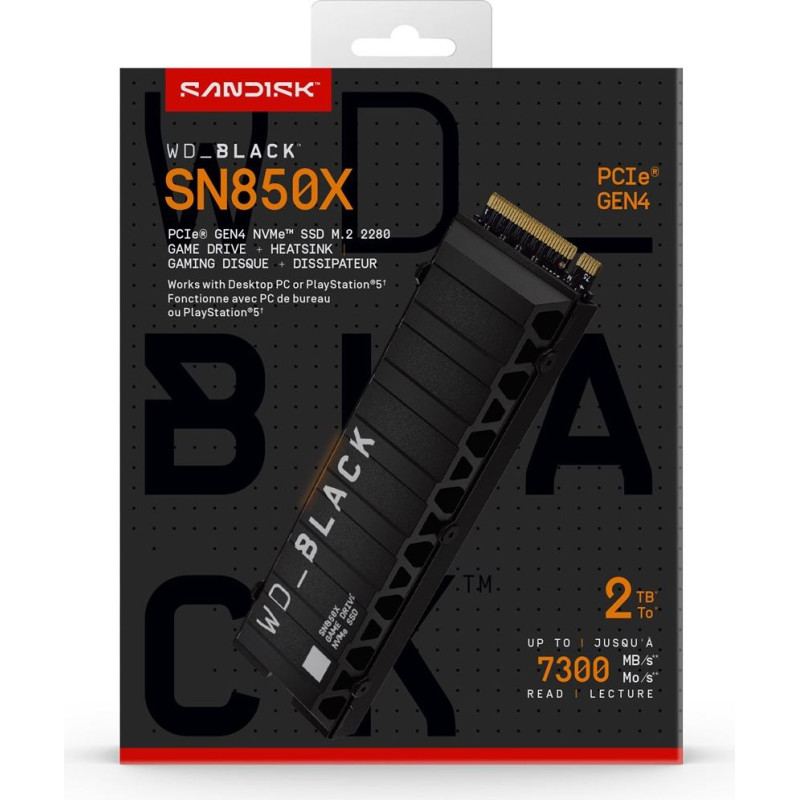 WD Western Digital Black WD_BLACK&trade; SN850X NVMe&trade; SSD POWERED BY SANDISK 2 TB, [With Heatsink]