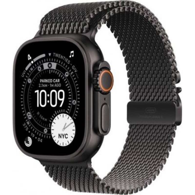 Apple Watch Ultra 3 GPS + Cellular 49mm Black Titanium Case with Black Titanium Milanese Loop - Medium