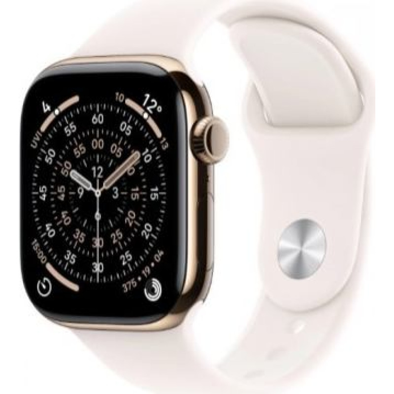 Apple Watch Series 11&nbsp;GPS + Cellular 42mm&nbsp;Gold Titanium Case with Light Blush Sport Band - M/L