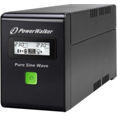 Powerwalker UPS line-interactive 600VA 2X PL 230V, pure sine wave, RJ11/45 IN/OUT, USB, LCD