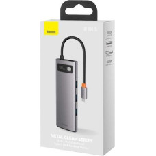 Baseus HUB Metal Gleam Series 8-in-1 Multifunctional (Type-C to PD/4K HD/USB3.0) Docking Station Gray (CAHUB-CV0G)
