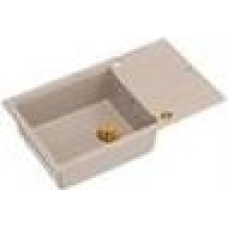 Graniteq Zlewozmywak GraniteQ EVAN 136 XL zlewozmywak z syfonem Push to Open 1-komorowy z/o (860x500x210, kom. 420x490) pearl beige / elementy miedziane