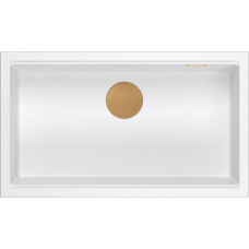 Graniteq Zlewozmywak GraniteQ LOGAN 110 GraniteQ zlewozmywak snow white 76x44x23,5 cm 1-komorowy wpuszczany z syfonem manualnym miedziany