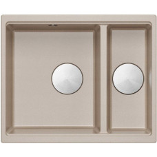 Graniteq LOGAN 150 GraniteQ zlewozmywak pearl beige 56x46x22 cm 1,5-komorowy b/o wpuszczany + syfon manualny stal szczotkowana save space