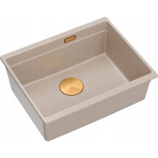 Graniteq Zlewozmywak GraniteQ LOGAN 100 zlewozmywak pearl beige 56x45x21,5 cm 1-komorowy podwieszany z syfonem manualnym miedziany