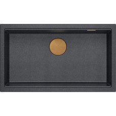 Graniteq Zlewozmywak GraniteQ LOGAN 110 GraniteQ zlewozmywak black diamond 76x44x23,5 cm 1-komorowy wpuszczany z syfonem manualnym miedziany