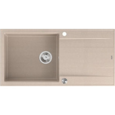 Graniteq Zlewozmywak GraniteQ EVAN 146 XL zlewozmywak z syfonem Push 2 Open 1-komorowy z/o (1000x500x210, kom. 420x480) pearl beige / elementy stalowe