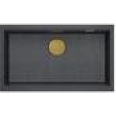 Graniteq LOGAN 110 GraniteQ zlewozmywak black diamond 76x44x23,5 cm 1-komorowy wpuszczany z syfonem manualnym złoty