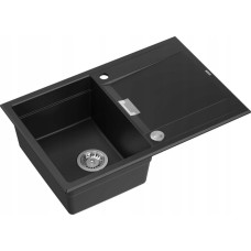 Owen Zlewozmywak Owen OWEN 111 GraniteQ zlewozmywak z syfonem Push 2 Open 1-komorowy z/o (760x500x215, kom. 330x430) pure carbon / elementy stalowe