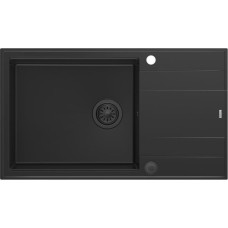 Graniteq Zlewozmywak GraniteQ EVAN 136 XL GraniteQ zlewozmywak z syfonem Push To Open 1-komorowy z/o (860x500x210, kom. 420x490) pure carbon / elementy pure carbon