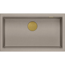 Graniteq Zlewozmywak GraniteQ LOGAN 110 GraniteQ zlewozmywak soft taupe 76x44x23,5 cm 1-komorowy wpuszczany z syfonem manualnym złoty