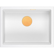 Graniteq Zlewozmywak GraniteQ LOGAN 100 GraniteQ zlewozmywak snow white 59,5x45,1x21,5 cm 1-komorowy wpuszczany z syfonem manualnym miedziany