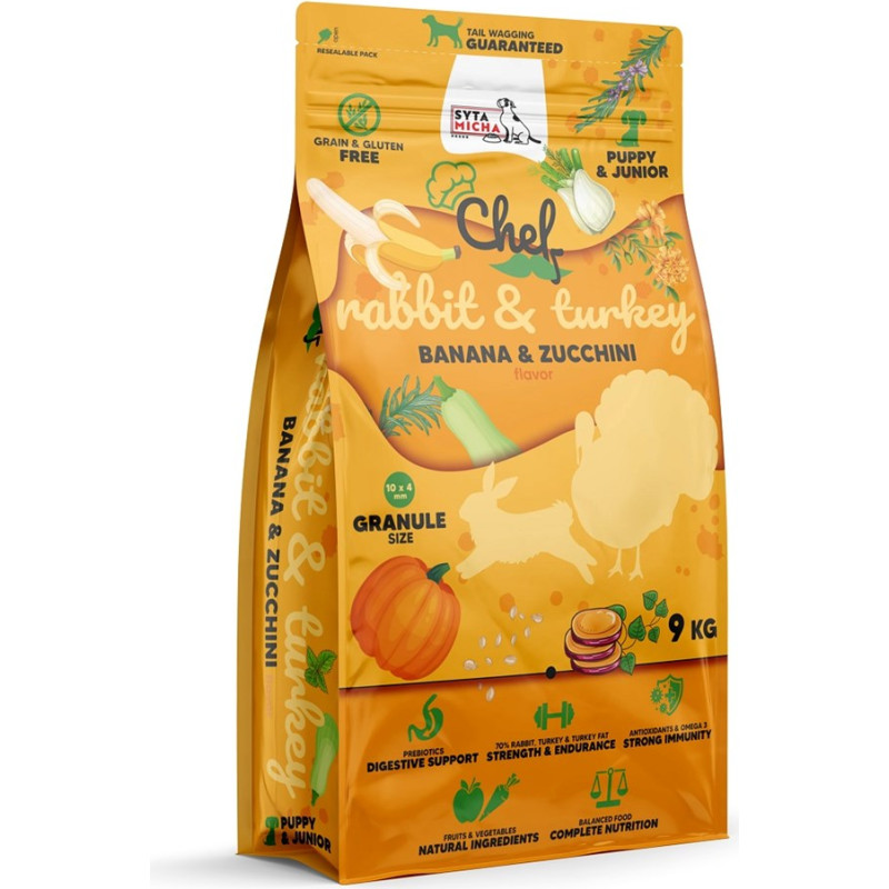 Syta Micha Chef Puppy Rabbit, turkey, banana and zucchini  - dry dog food - 9kg