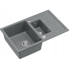 Graniteq Zlewozmywak GraniteQ MORGAN 156 zlewozmywak silver stone z syfonem Push To Open okrągły 1,5-komorowy z/o / stal szlachetna