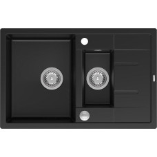 Graniteq Zlewozmywak GraniteQ MORGAN 156 GraniteQ zlewozmywak pure carbon z syfonem Push To Open okrągły 1,5-komorowy z/o / stal szlachetna