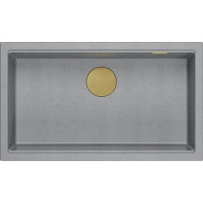 Graniteq Zlewozmywak GraniteQ LOGAN 110 GraniteQ zlewozmywak silver stone 76x44x23,5 cm 1-komorowy podwieszany z syfonem manualnym złoty