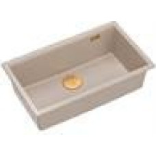 Graniteq LOGAN 110 GraniteQ zlewozmywak pearl beige 76x45x23,5 cm 1-komorowy wpuszczany z syfonem manualnym miedziany