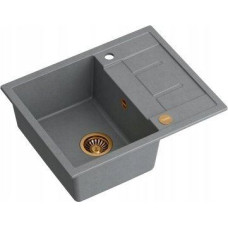 Graniteq Zlewozmywak GraniteQ MORGAN 116 zlewozmywak silver stone z syfonem Push To Open kol. miedziany 1-komorowy z/o + zaczepy 4 szt