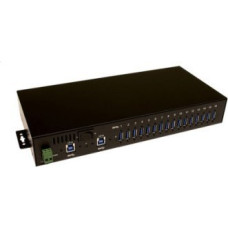 Exsys EXSYS EX-1116HMVS 16-portowy koncentrator USB 3.2 Gen1 z szyną DIN i ochroną przeciwprzepięciową