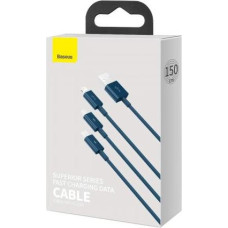 Baseus Cable Superior Series 3-in-1 Fast Charging Data Cable USB to M+L+C 3.5A 1.5m Blue (CAMLTYS-03)
