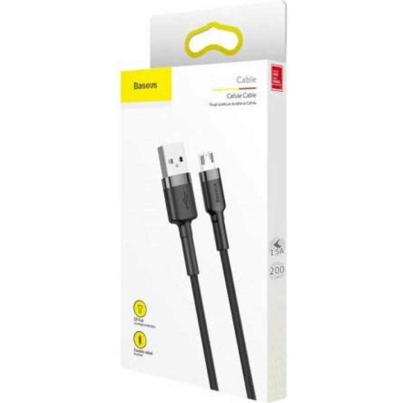 Baseus Micro USB Cafule Cable 1.5A 2m Gray + Black (CAMKLF-CG1)