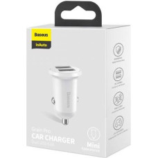 Baseus Car Charger Grain Pro Dual USB 4.8A White (CCALLP-02)