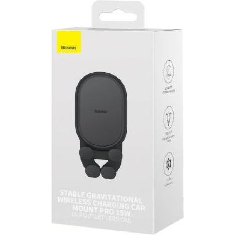 Baseus Car Charger Inductive 15W holder for Air Vent, Black (SUWX030001)