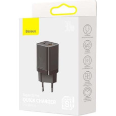 Baseus Travel Charger Super Si Pro mini Fast Charger, C+U, PD 3.0, QC 3.0 30W EU Black (CCSUPP-E01)