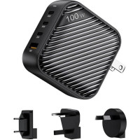 Invzi GanHub 3x USB-C + USB wall charger, 100W, EU/UK/AU/US (black)