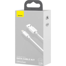 Baseus Lightning Simple Wisdom cable (2pcs/set) 2.4A 1.5m White (TZCALZJ-02)
