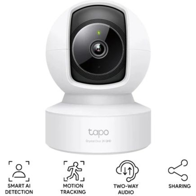 Tp-Link Camera Tapo C222 Wi-Fi Indoor Pan/Tilt Security 2K, 360 Degrees, White EU