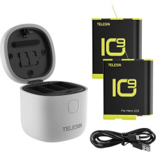 Telesin Allin box Telesin waterproof three-channel charger + 2 batteries for GoPro Hero 12 / Hero 11 / Hero 10 / Hero 9 (GP-BTR-905-GY-B)