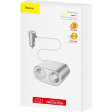 Baseus Car charger One to Two Cigarette Lighter(dual- lighter 80W+dual USB 3.1A) Silver (CRDYQ-0S)