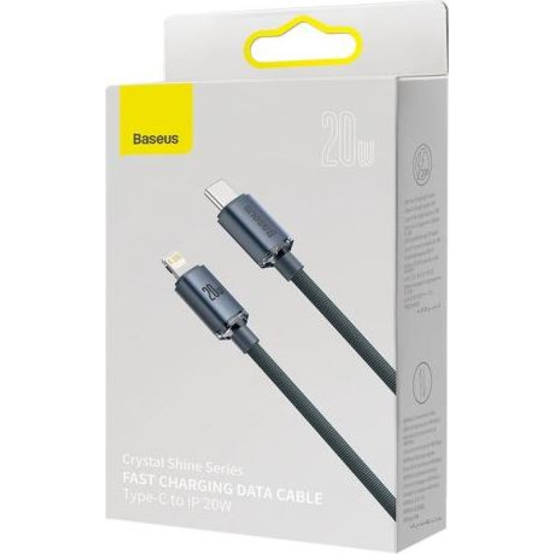 Baseus Type-C - Lightning cable, Crystal Shine Series Fast Charging Data Cable 20W 1.2m Black (CAJY000201)