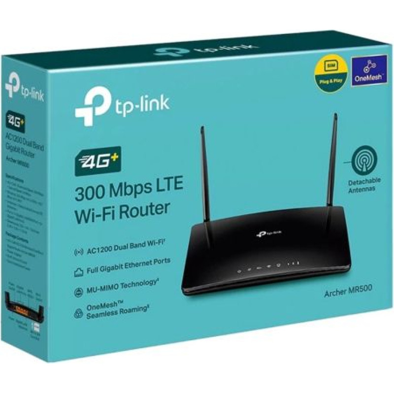 Tp-Link Wi-Fi Router Archer MR500, 1100Mbps, LAN/WAN, 802.11ac, Black EU