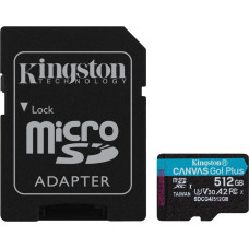 Kingston microSDXC Canvas Go! Plus Gen4 512GB A2 U3 V30 + adapter