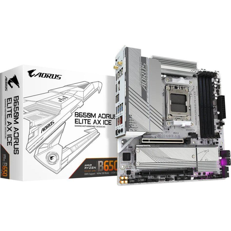 Gigabyte Motherboard B650M A ELITE AX ICE HDMI/DP M2 m.ATX