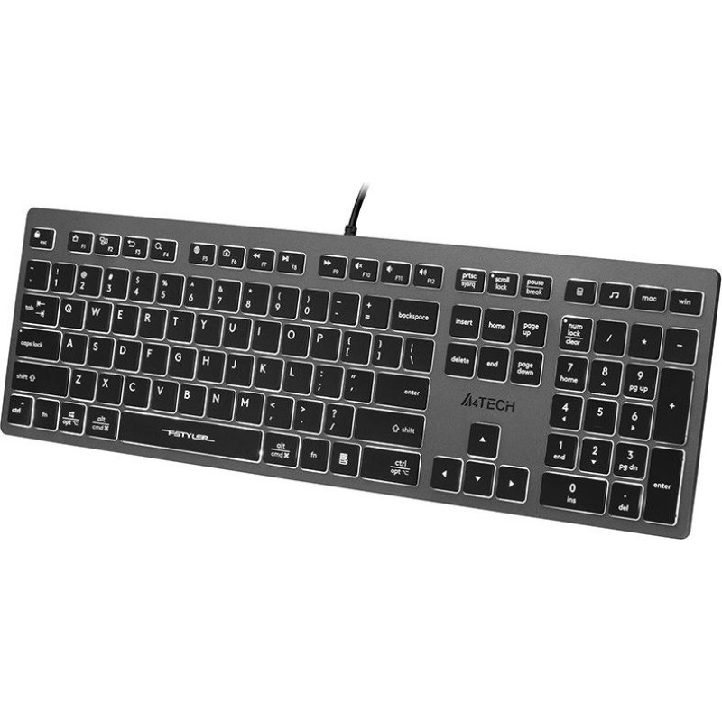 A4 Tech A4Tech FSTYLER FX60H (White Backlit) keyboard USB QWERTY Black, Grey