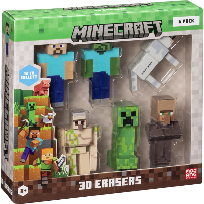 P.m.i. Kids World MINECRAFT 3D ERASERS - 6 PACK DELUXE BOX VER.A